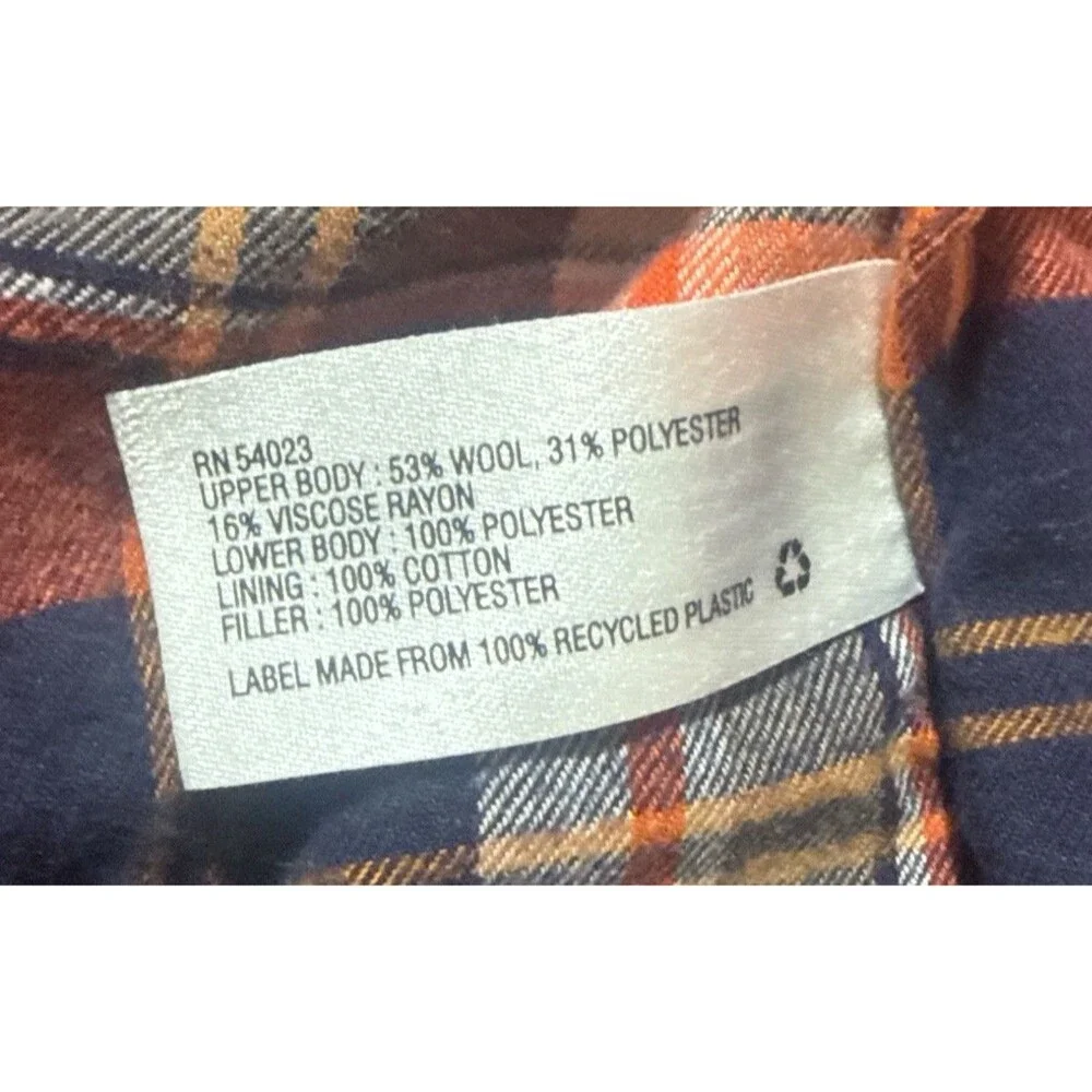 Baby Gap Puffer Vest 6-12 Months Red Orange Plaid Lined Snap Front Killer Tomato